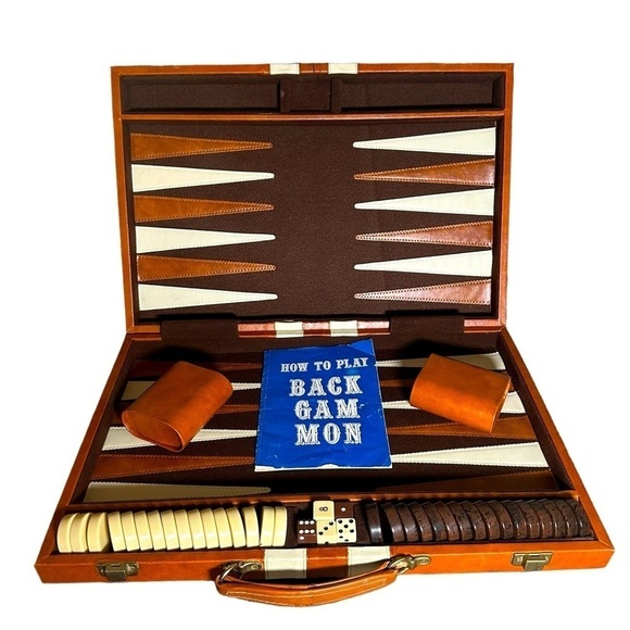 Vintage Deluxe Backgammon Attaché Set suitcase MCM Taiwan - Picture 1 of 16